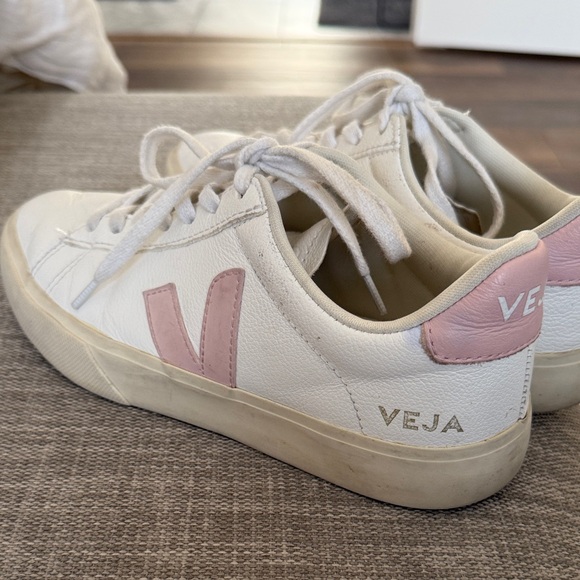 Veja Campo Women's White and Light Pink Sneakers - Picture 6 of 11